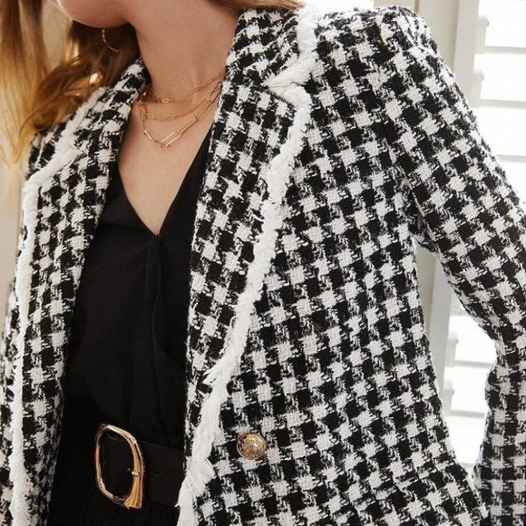 Houndstooth double breasted tweed blazer - Picture 7 of 7